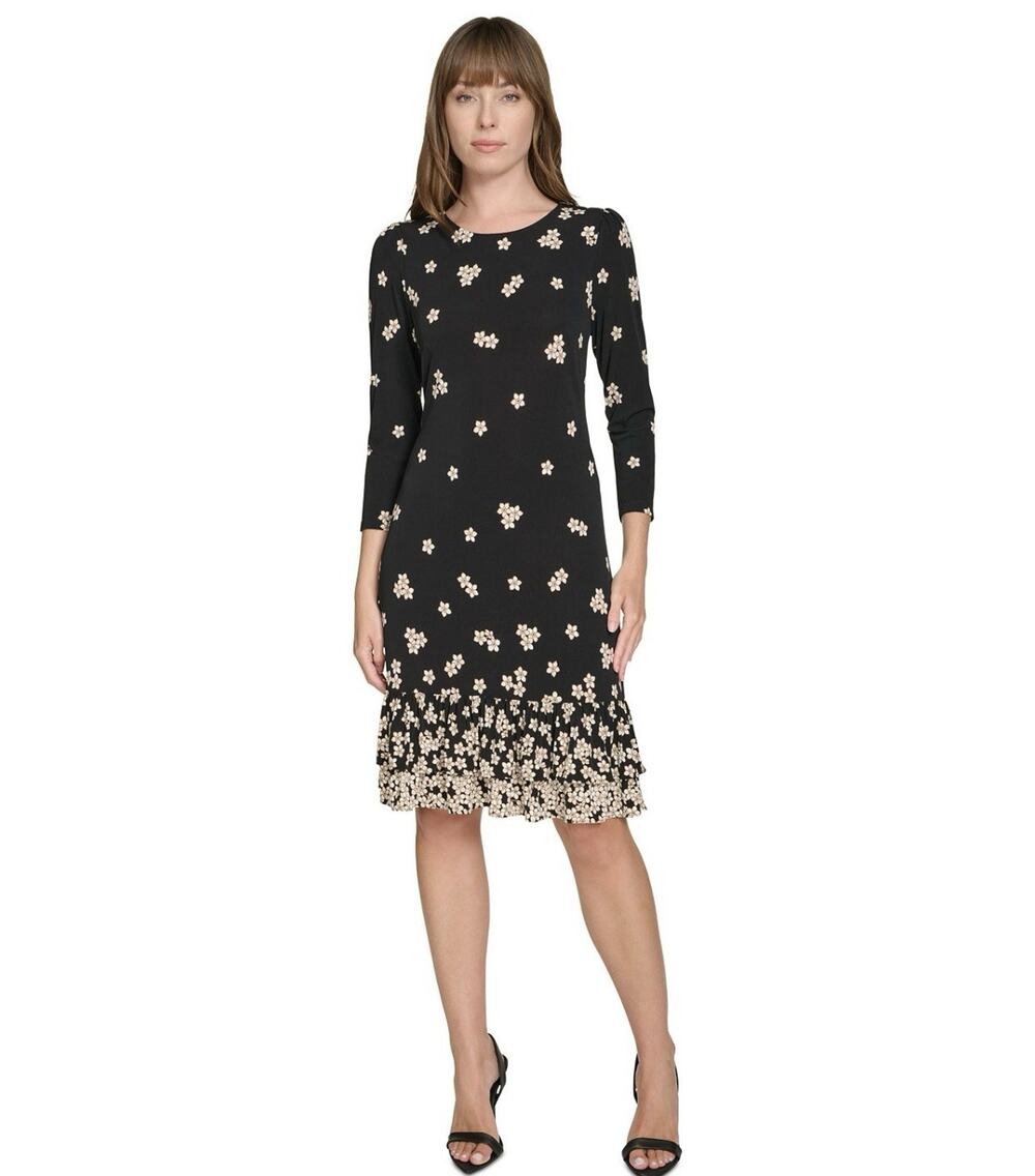 Tommy Hilfiger Black Floral 3/4 Sleeve Dress 16W NWT